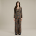 Exquisite paisley print wide leg pantsuit - front