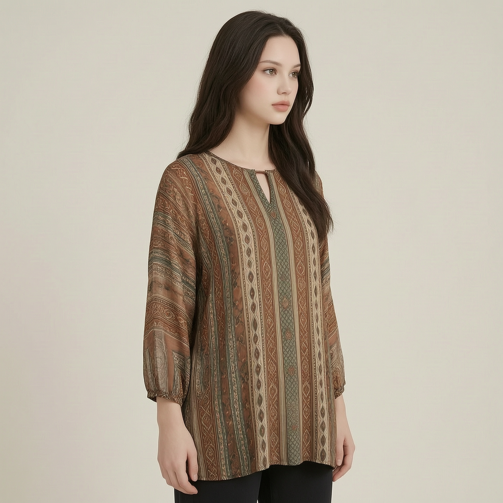 A Soft And Elegant Bohemian-style Chiffon Top - left45