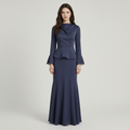 Vintage Tencel-polyester Blend Flare Hem Two-piece Set - front