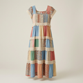 Summer Vacation Seaside Ruffle Lace Patchwork Dress 97a8 - front