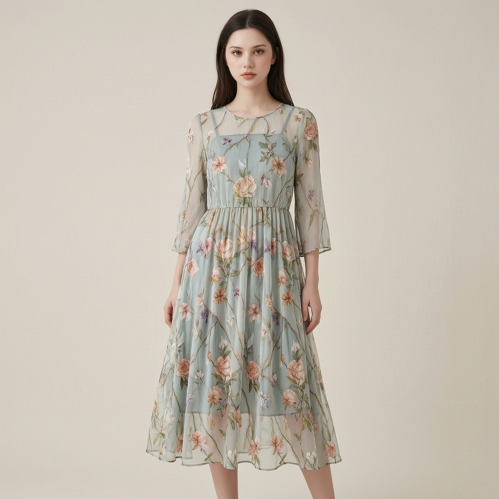 Summer casual music theme splicing fashion design dress a287 - front