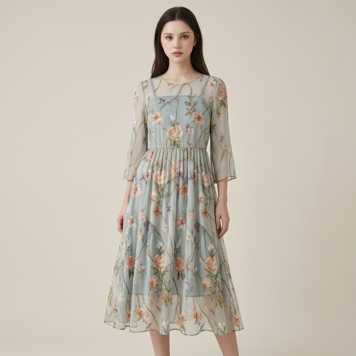 Summer casual music theme splicing fashion design dress a287 - front