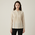 Lace-trimmed Pleated Cotton Linen Blouse - front