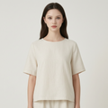 Airy Linen Short-Sleeve Top For Modern Bohemian Style - front