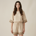 Relaxed Bohemian Inspired Floral Trim Resort Set - front