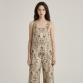 Summer Floral Bee Patchwork Embroidered Overalls 6fe9 - front