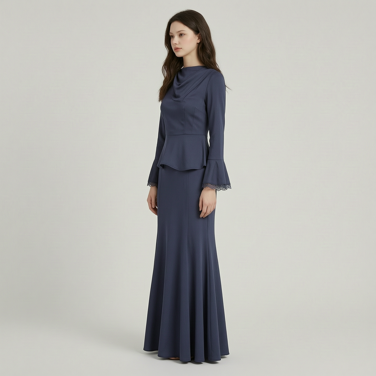Vintage Tencel-polyester Blend Flare Hem Two-piece Set - left45