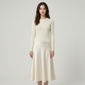 Effortless Ivory Knit & Satin Midi Ensemble - front