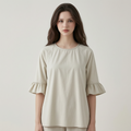 Cotton Ruffle Cuffs Blouse - front