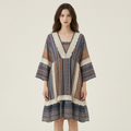 Summer Vacation Ruffle Lace Contrast Color Kimono+Dress Set 208b - front