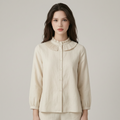 Easy-to-wear Ruffled Pleated Collar Cotton Linen Blouse - front