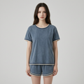 Retro Contrast-Trim Washed Cotton Set - front