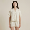 Vintage Lace-trimmed Cotton-linen Matching Set - front
