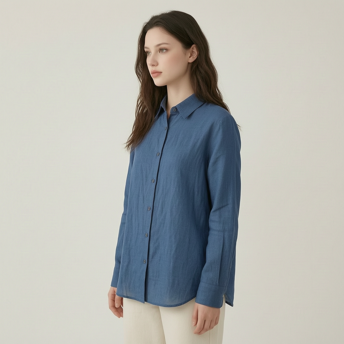 Bohemian Indigo Quiet Ease Button-Down Linen Shirt - left45